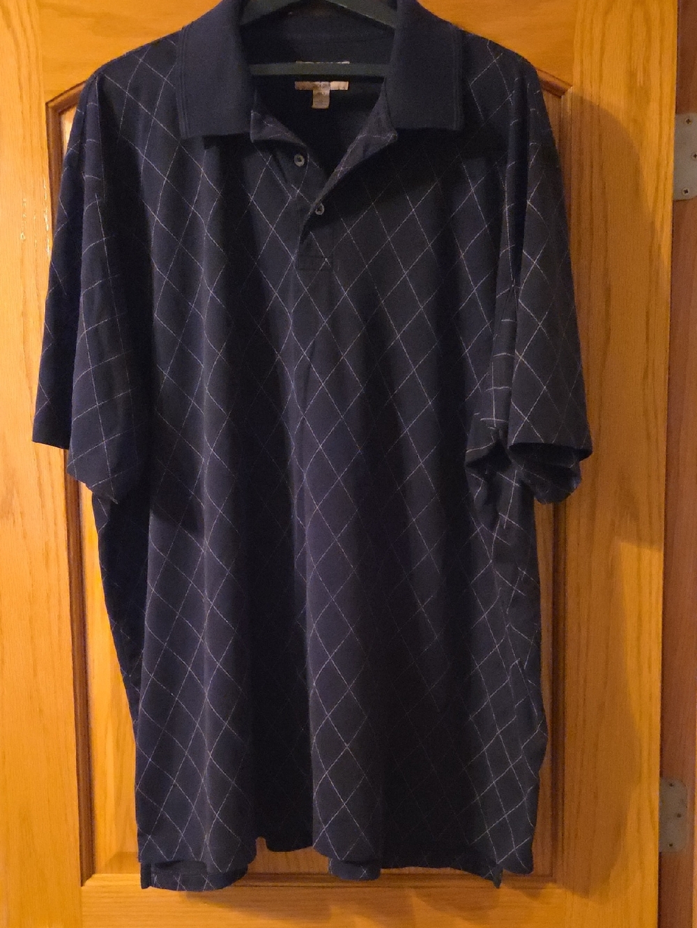 4XLT The Foundry Supply Co. Men's Black Diamond-Grid Polo